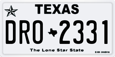 TX license plate DRO2331
