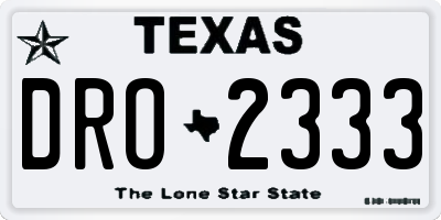 TX license plate DRO2333