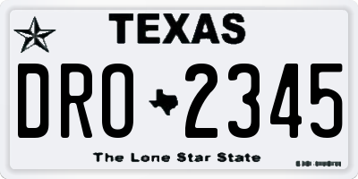 TX license plate DRO2345