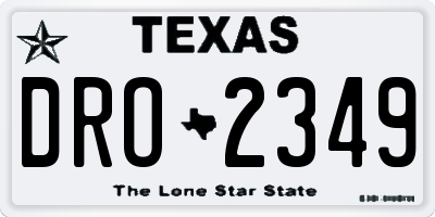 TX license plate DRO2349