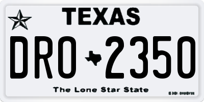 TX license plate DRO2350