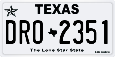 TX license plate DRO2351