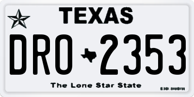 TX license plate DRO2353