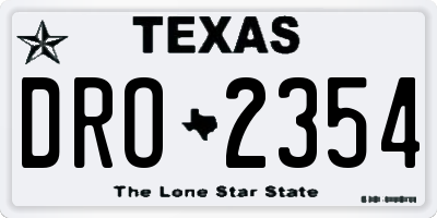 TX license plate DRO2354