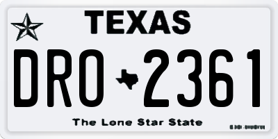 TX license plate DRO2361