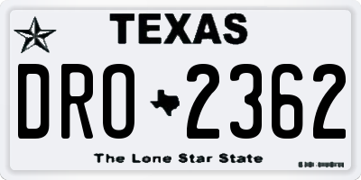 TX license plate DRO2362