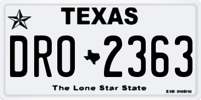TX license plate DRO2363