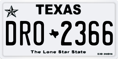 TX license plate DRO2366