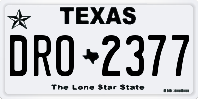 TX license plate DRO2377