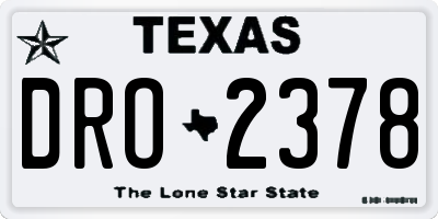 TX license plate DRO2378