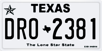 TX license plate DRO2381