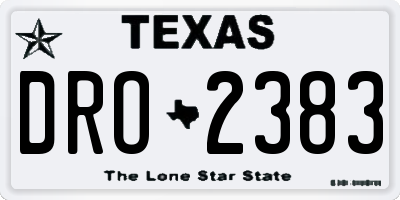 TX license plate DRO2383