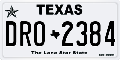 TX license plate DRO2384