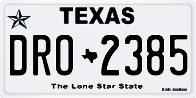 TX license plate DRO2385