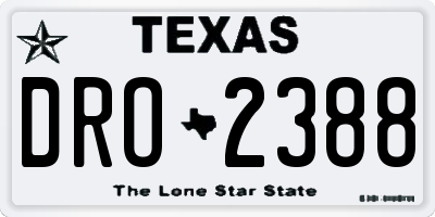 TX license plate DRO2388
