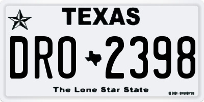 TX license plate DRO2398