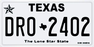 TX license plate DRO2402