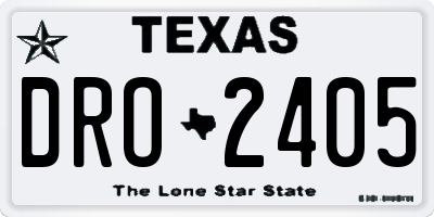 TX license plate DRO2405