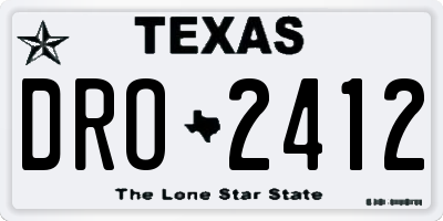 TX license plate DRO2412