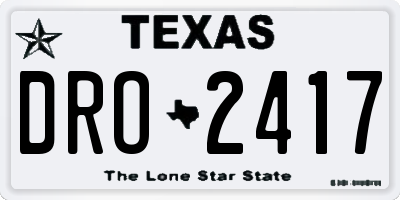 TX license plate DRO2417