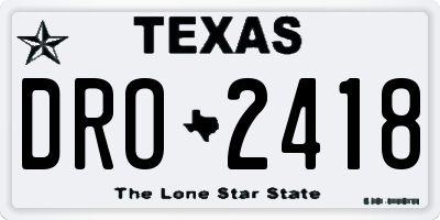 TX license plate DRO2418