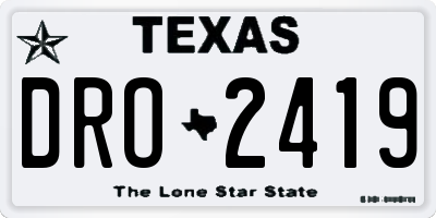 TX license plate DRO2419