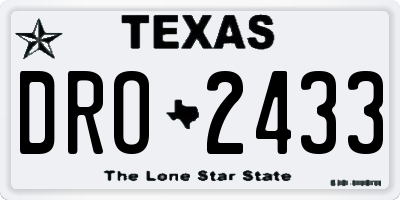 TX license plate DRO2433