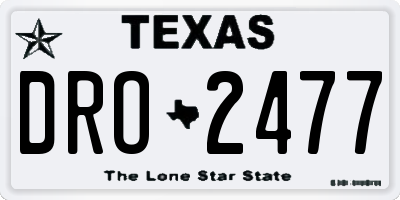 TX license plate DRO2477