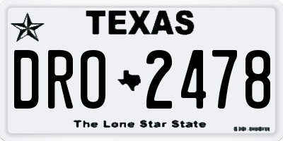 TX license plate DRO2478