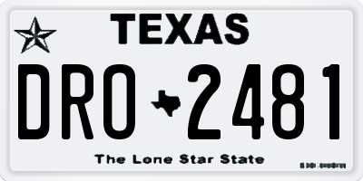 TX license plate DRO2481
