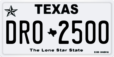 TX license plate DRO2500