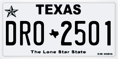 TX license plate DRO2501