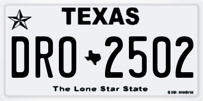 TX license plate DRO2502