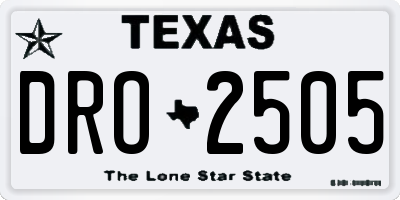 TX license plate DRO2505