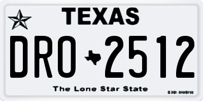 TX license plate DRO2512