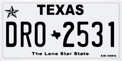TX license plate DRO2531