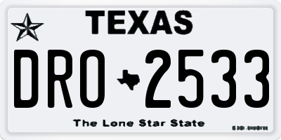 TX license plate DRO2533