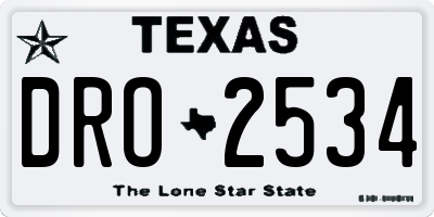 TX license plate DRO2534