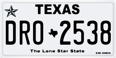 TX license plate DRO2538