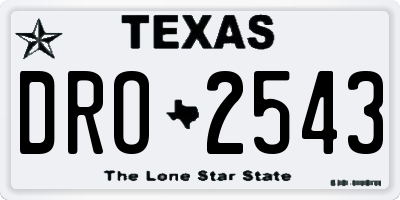 TX license plate DRO2543