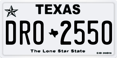 TX license plate DRO2550