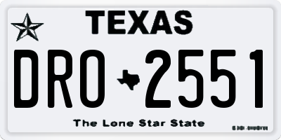 TX license plate DRO2551