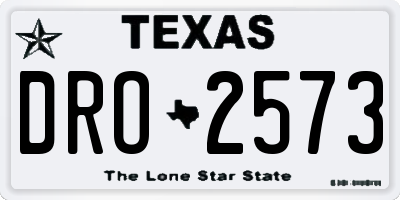 TX license plate DRO2573