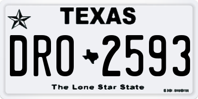 TX license plate DRO2593