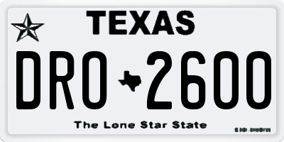 TX license plate DRO2600