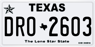 TX license plate DRO2603