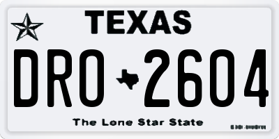TX license plate DRO2604