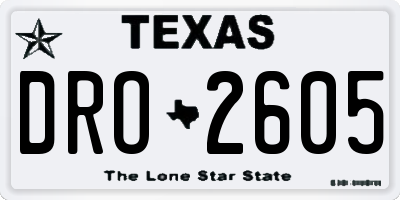 TX license plate DRO2605