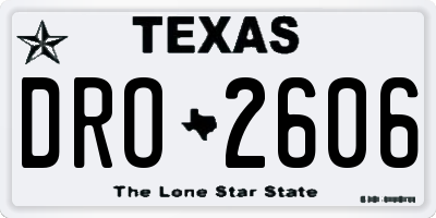 TX license plate DRO2606
