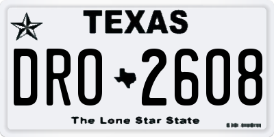 TX license plate DRO2608